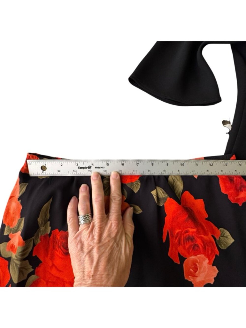 Black Red Floral Skirt Set Women's 10 Petite Lined Holidays NWT Vtg Donna Ricco - Picture 15 of 16